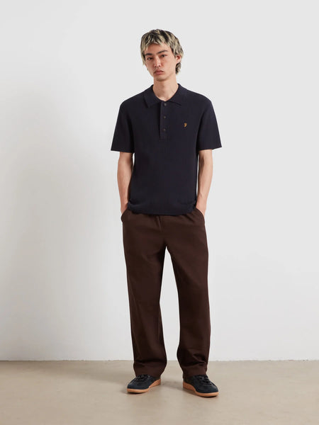 Farah Gerry Rib Knit Polo - True Navy