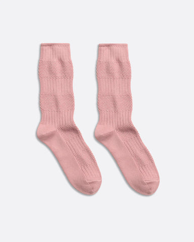 Far Afield Textured Stripe Socks - Deauville Mauve