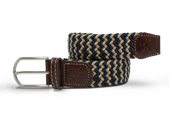 Swole Panda REPREVE® Woven Belt - Beige/Blue Zigzag