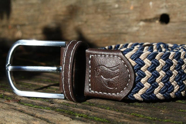 Swole Panda REPREVE® Woven Belt - Beige/Blue Zigzag