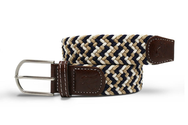Swole Panda REPREVE® Woven Belt - Navy/Beige Zigzag