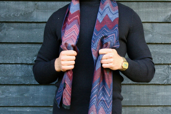 Swole Panda Red and Blue Zigzag Bamboo Scarf