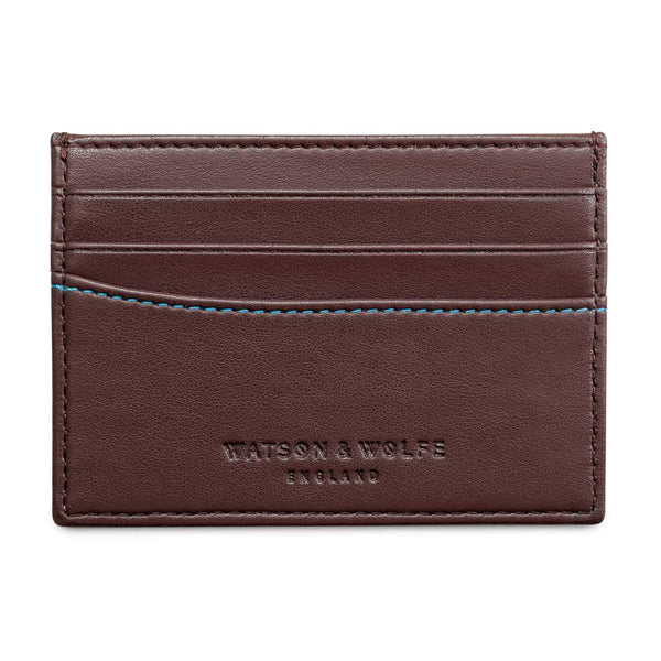 Watson & Wolfe Vegan Slim Card Case - Chestnut Brown