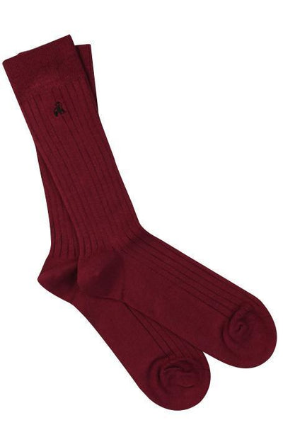 Swole Panda Bamboo Classic Ribbed Socks - Deep Burgundy