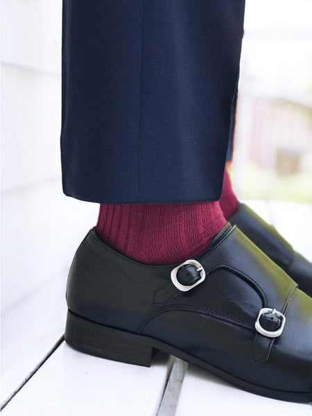Swole Panda Bamboo Classic Ribbed Socks - Deep Burgundy