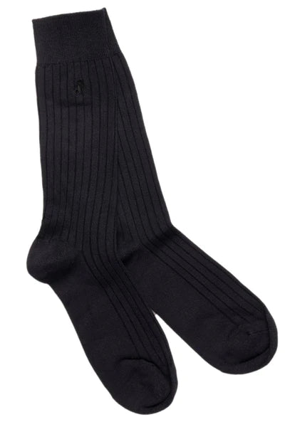 Swole Panda Classic Ribbed Socks - Navy