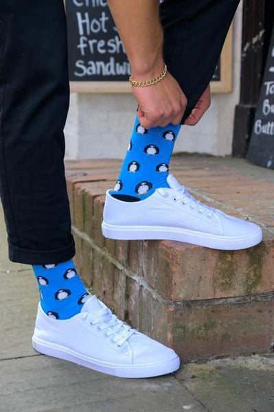 Swole Panda Penguin Bamboo Socks - Blue