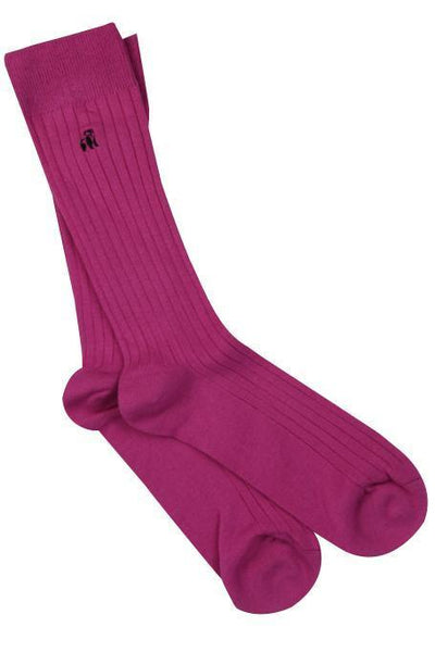 Swole Panda Bamboo Classic Ribbed Socks - Rich Pink