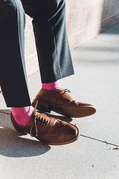 Swole Panda Bamboo Classic Ribbed Socks - Rich Pink