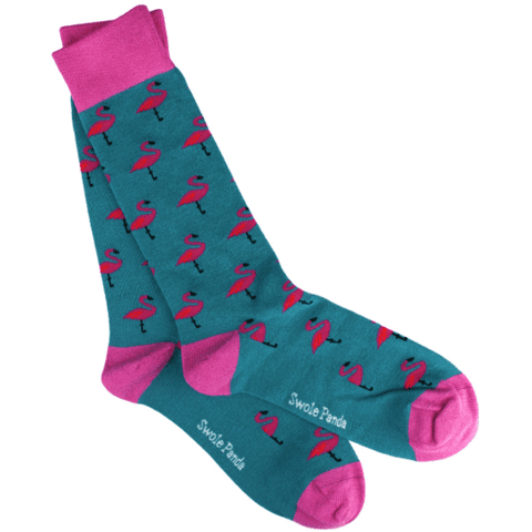 Swole Panda Flamingo Socks - Turquoise